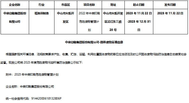 摩登4官网危险废料信息公示